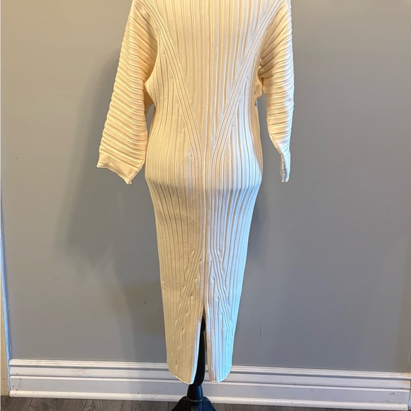 Maeve By Anthropologie Maris Midi V-Neck Sweater Dress Back Split Cream Size M - Picture 6 of 12
